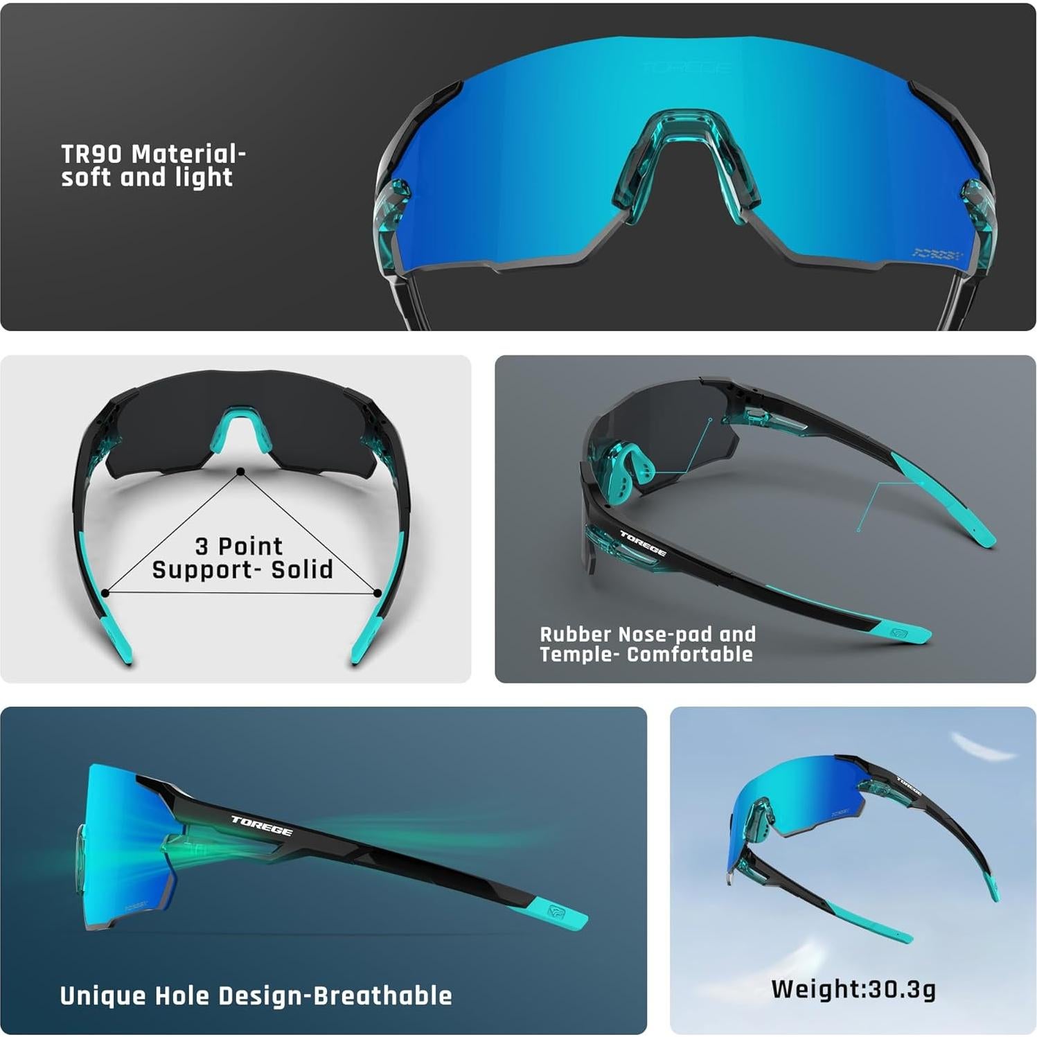 Gafas de Sol TOREGE Z87 para Ciclismo y Deportes - UV