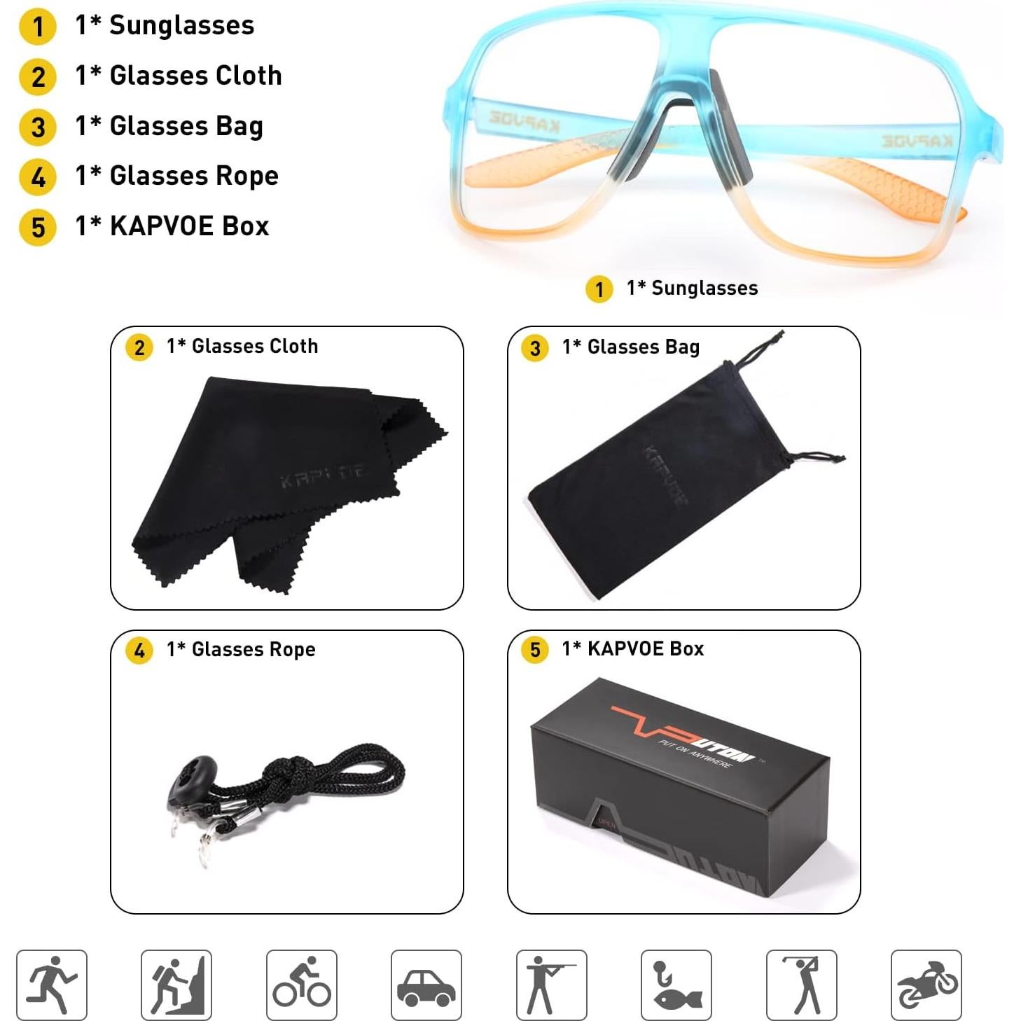 Gafas de Ciclismo KAPVOE Fotoquímicas UV400 Unisex