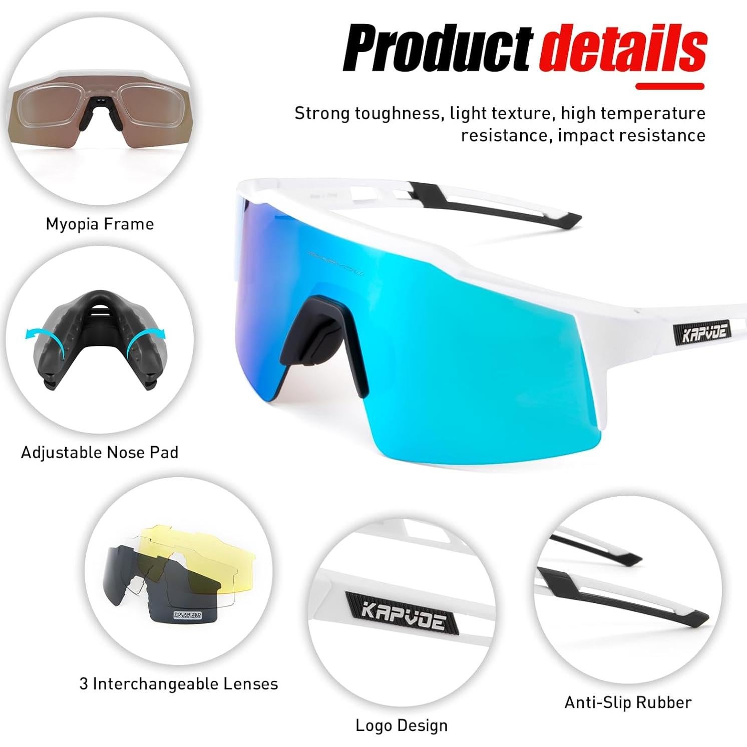 Gafas de sol KAPVOE polarizadas con 4 lentes intercambiables