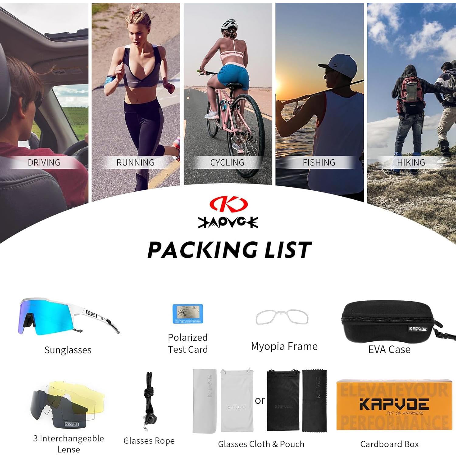 Gafas de sol KAPVOE polarizadas con 4 lentes intercambiables