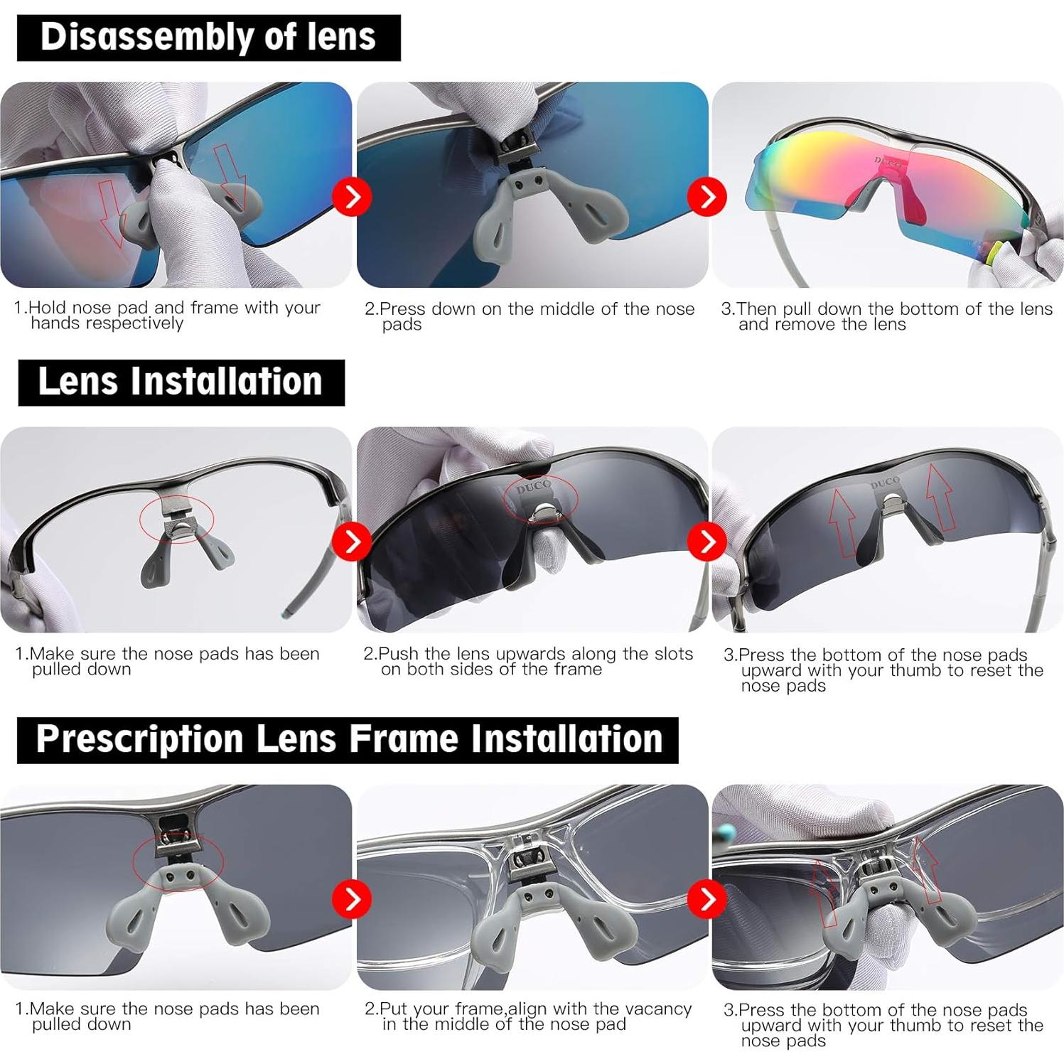 Gafas de sol deportivas DUCO con 5 lentes intercambiables