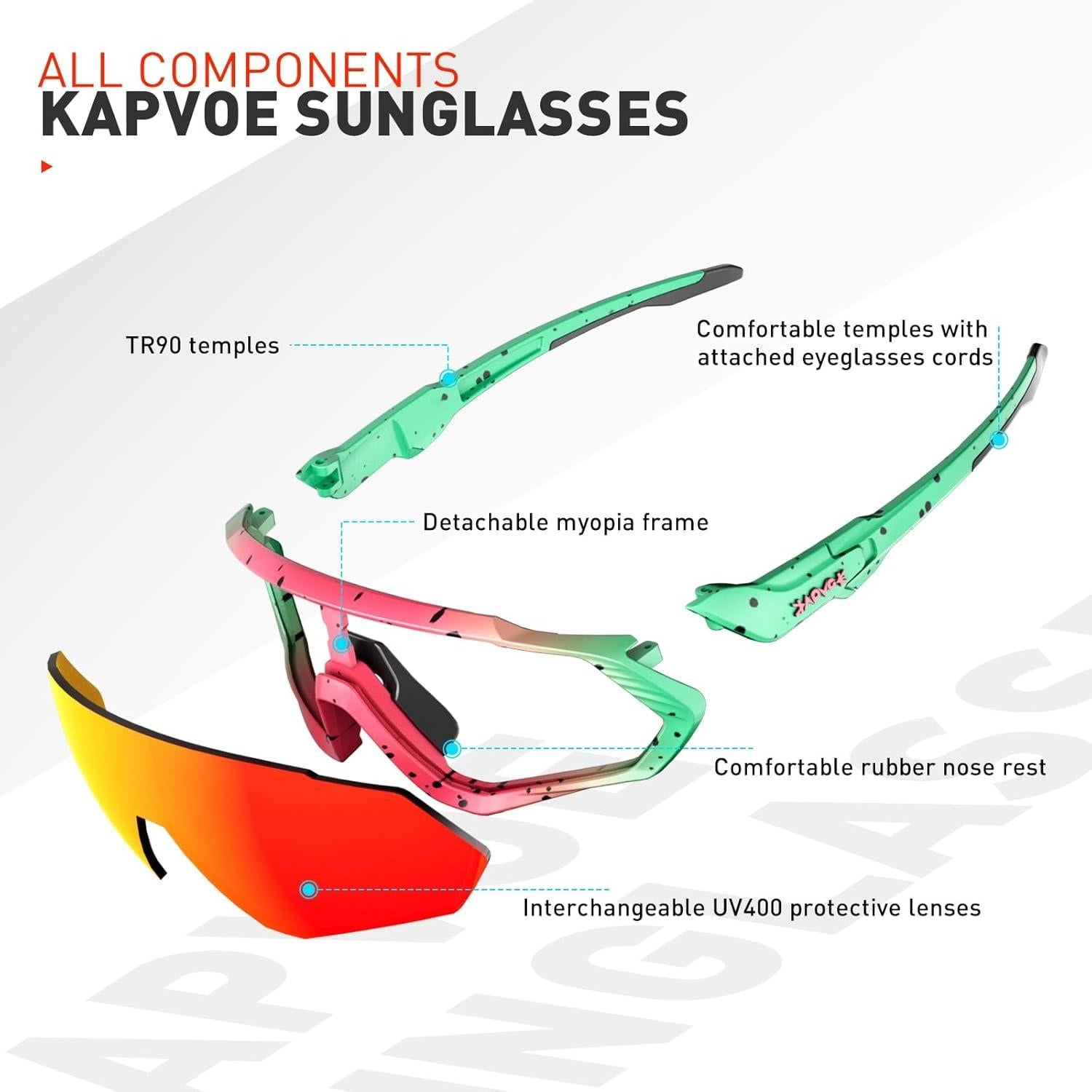 Gafas de Ciclismo KAPVOE K9408 5 Lentes Polarizadas UV400