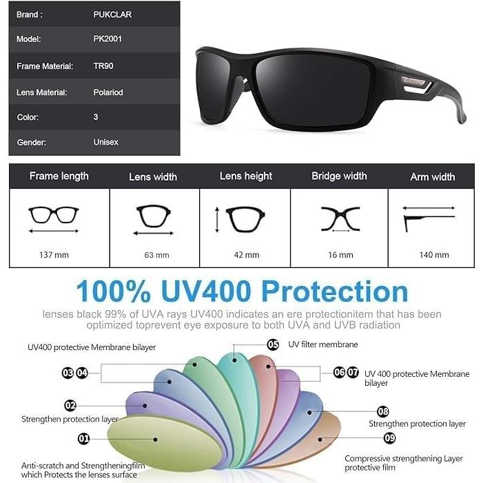Gafas de sol PUKCLAR polarizadas para hombres y mujeres