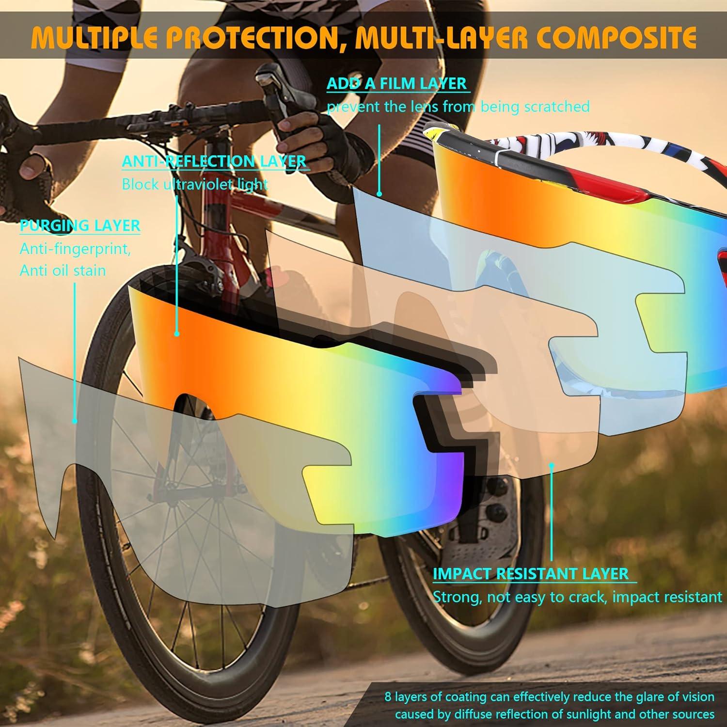 Gafas de Ciclismo FEISEDY UV400 Lentes Espejadas 168mm