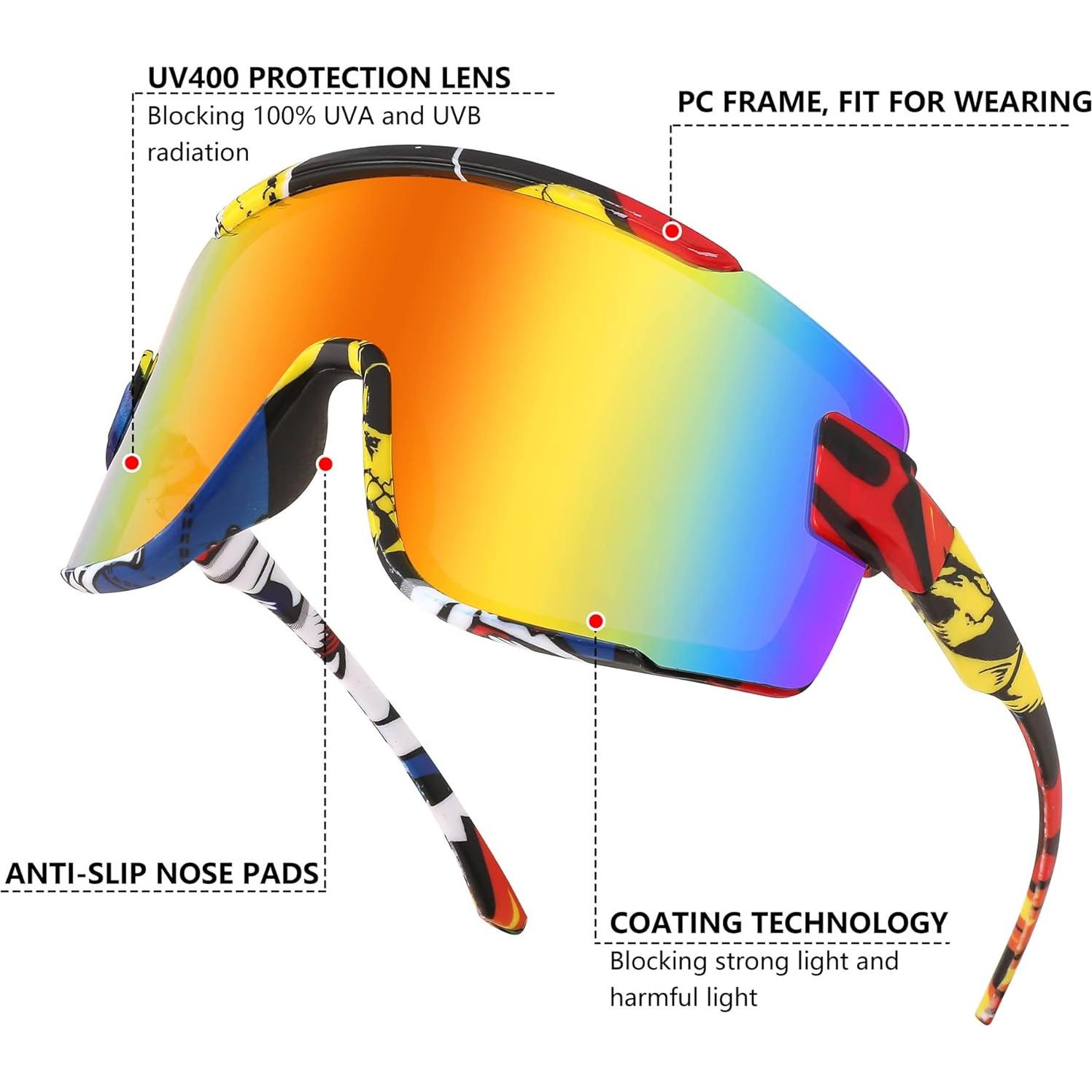 Gafas de Ciclismo FEISEDY UV400 Lentes Espejadas 168mm