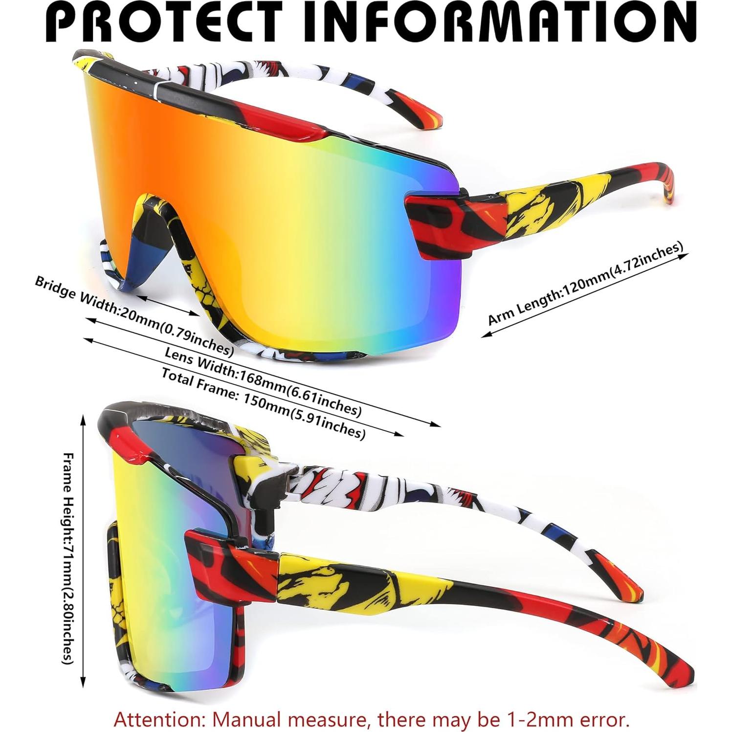 Gafas de Ciclismo FEISEDY UV400 Lentes Espejadas 168mm