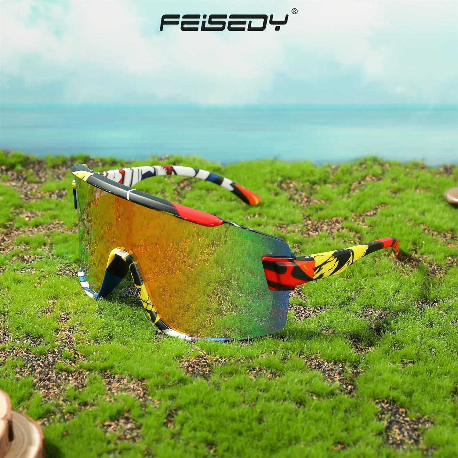 Gafas de Ciclismo FEISEDY UV400 Lentes Espejadas 168mm
