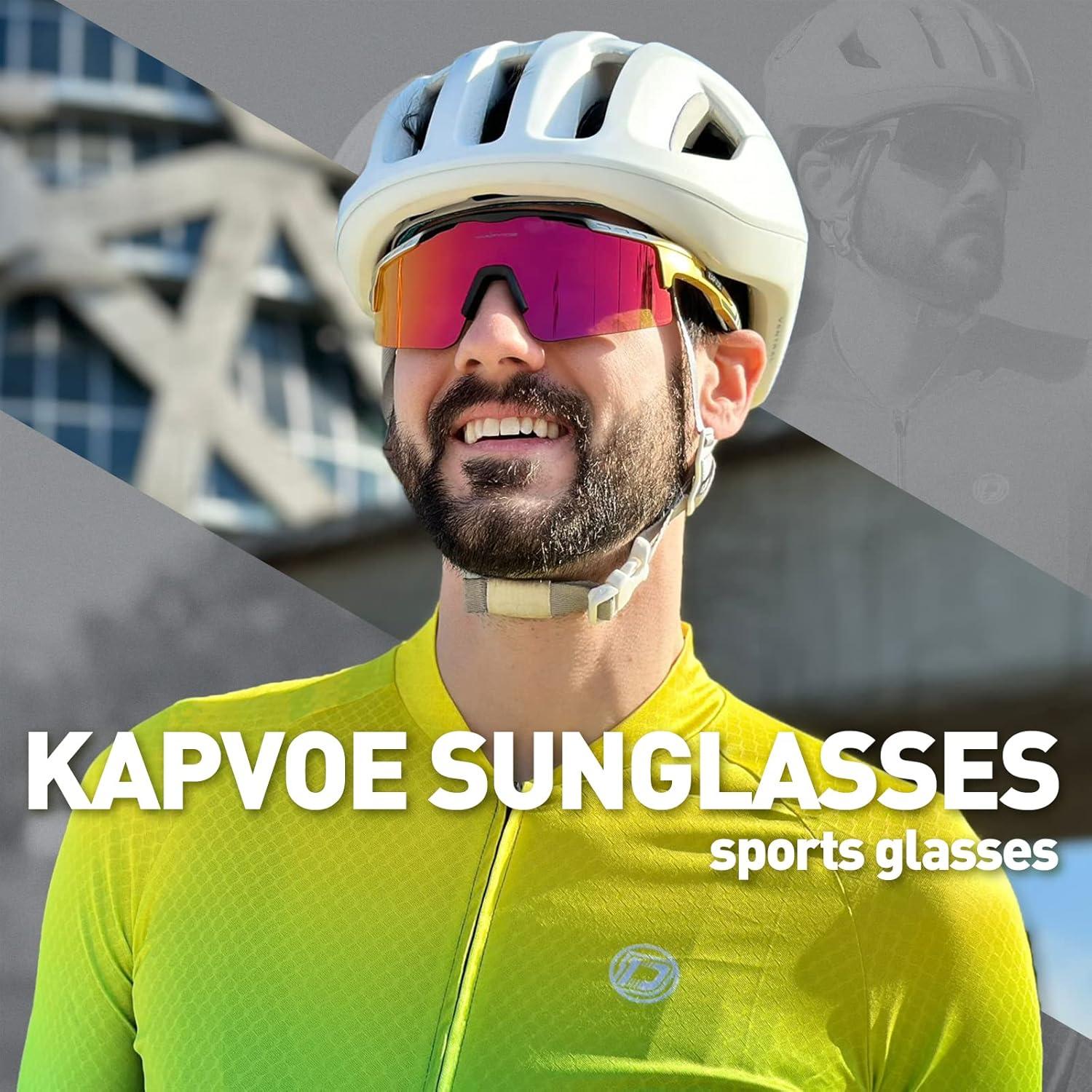 Gafas de Ciclismo KAPVOE UV400 con 3 Lentes Reemplazables