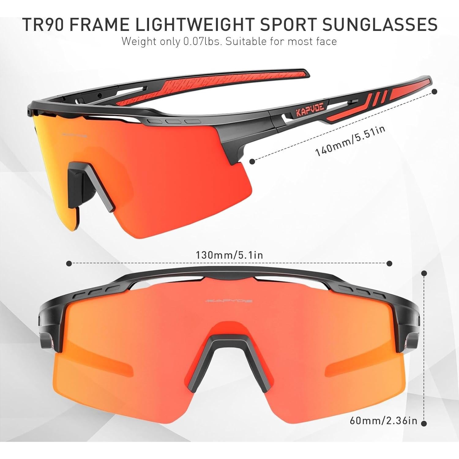 Gafas de Ciclismo KAPVOE UV400 con 3 Lentes Reemplazables