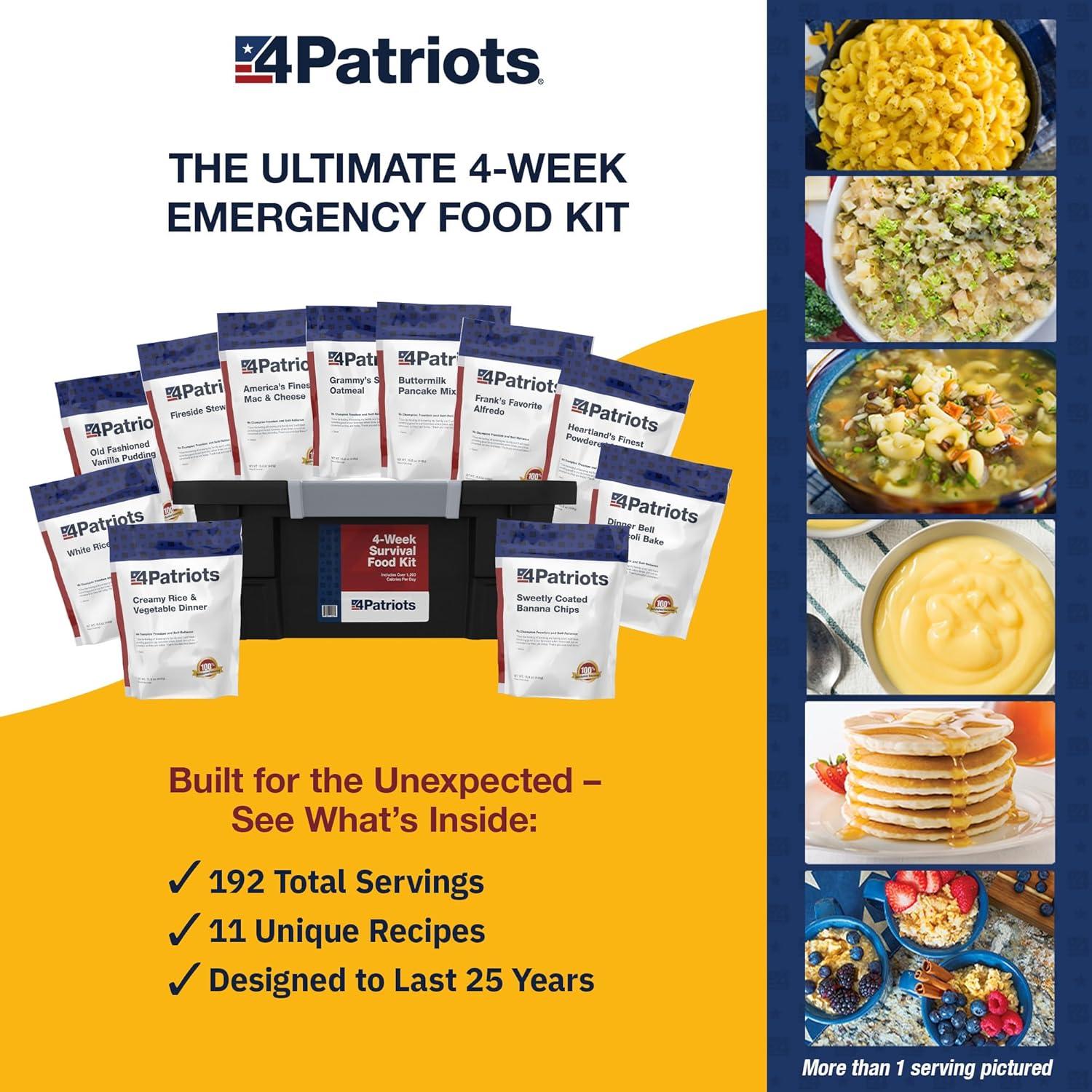 Kit de Comida de Supervivencia 4Patriots 4 Semanas 192 Porciones