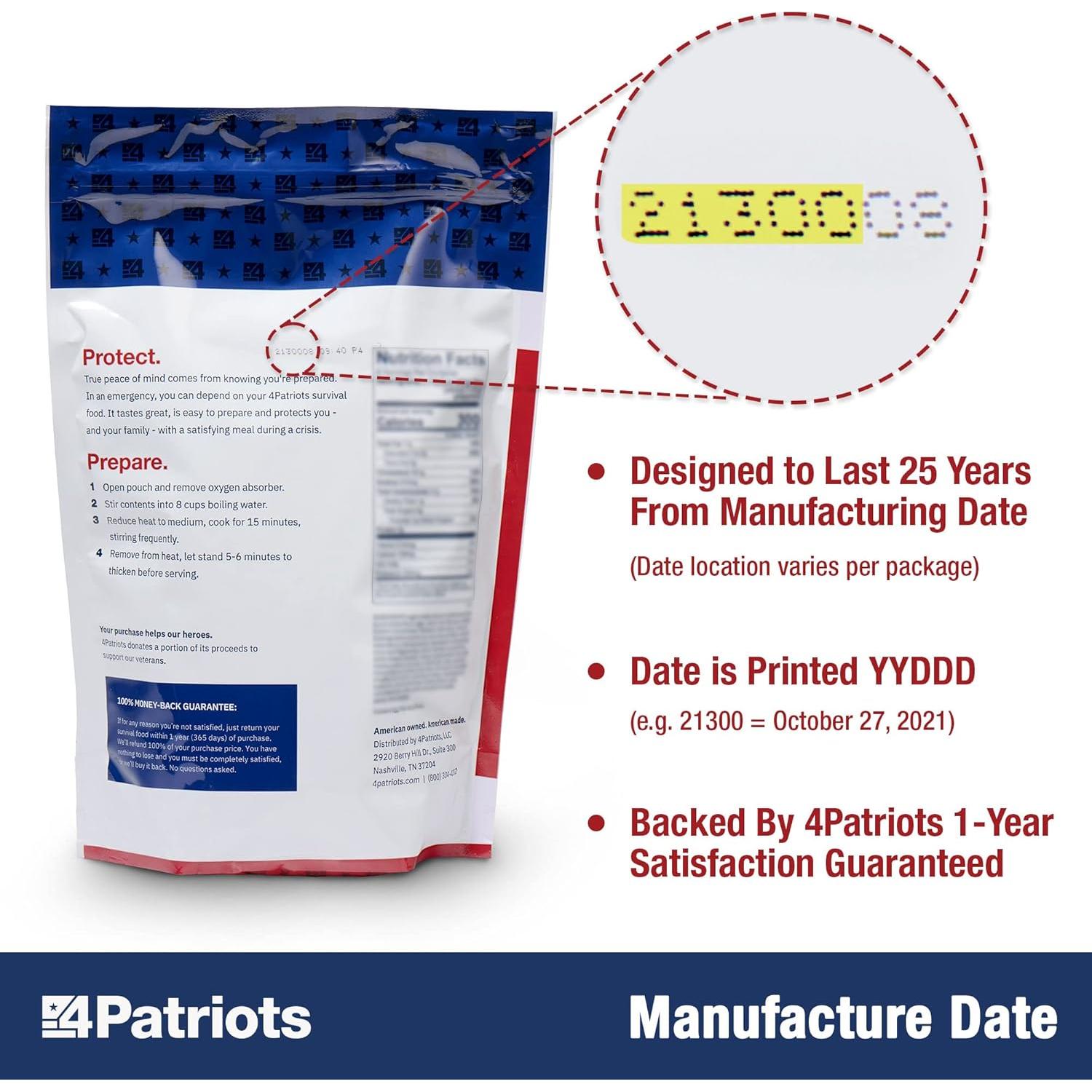 Kit de Comida de Supervivencia 4Patriots 4 Semanas 192 Porciones