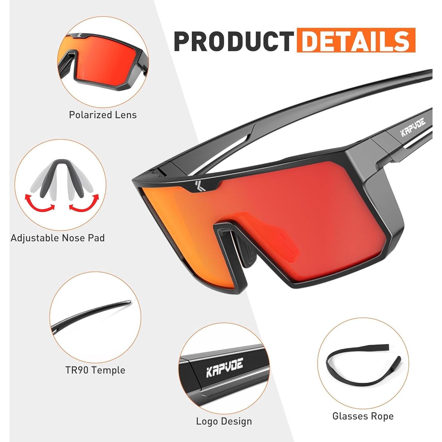 Gafas de Ciclismo KAPVOE Polarizadas UV400 para MTB