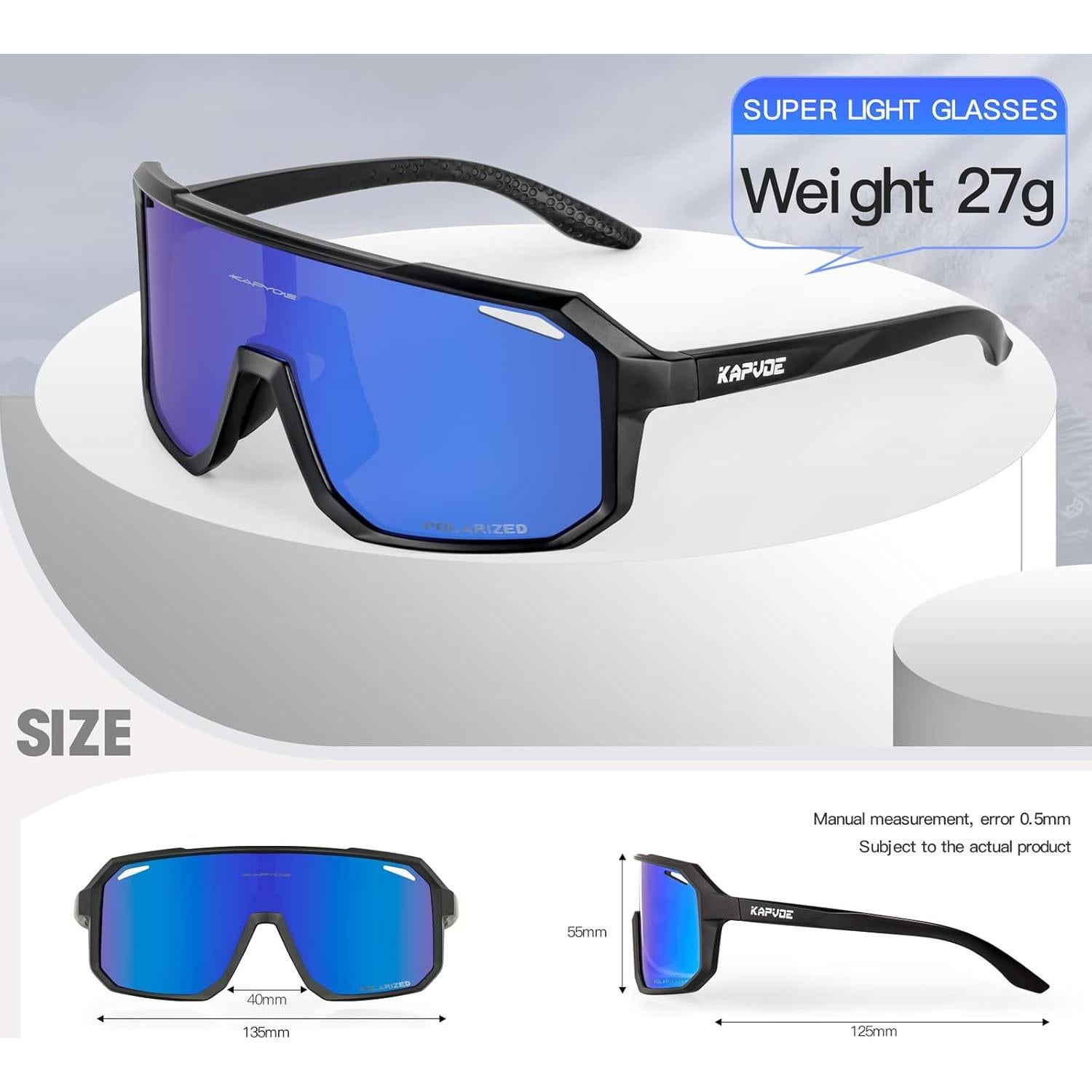 Gafas de Ciclismo KAPVOE K62 Polarizadas UV400 Azul