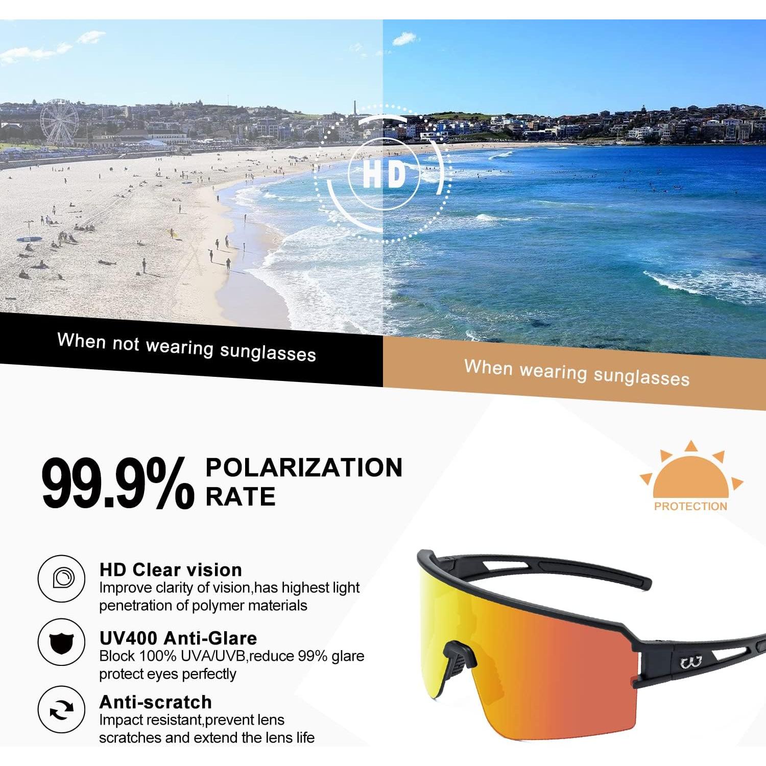 Gafas de Ciclismo FMY Polarizadas UV400 Lentes Negras y Rojas