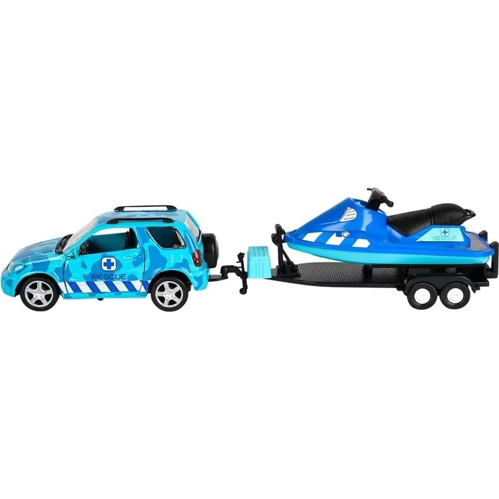 Conjunto Camión de Rescate Azul 4X4 ZU con Moto de Agua