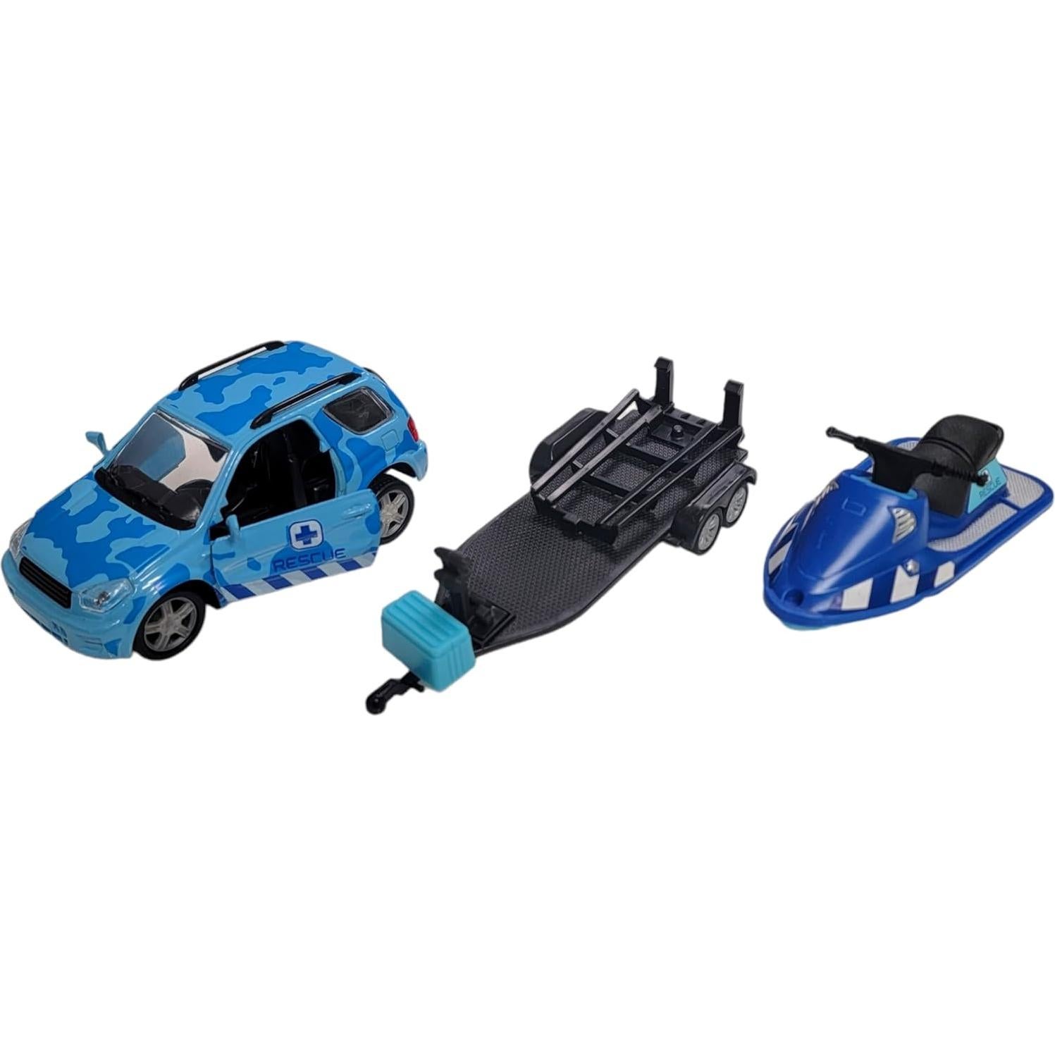 Conjunto Camión de Rescate Azul 4X4 ZU con Moto de Agua