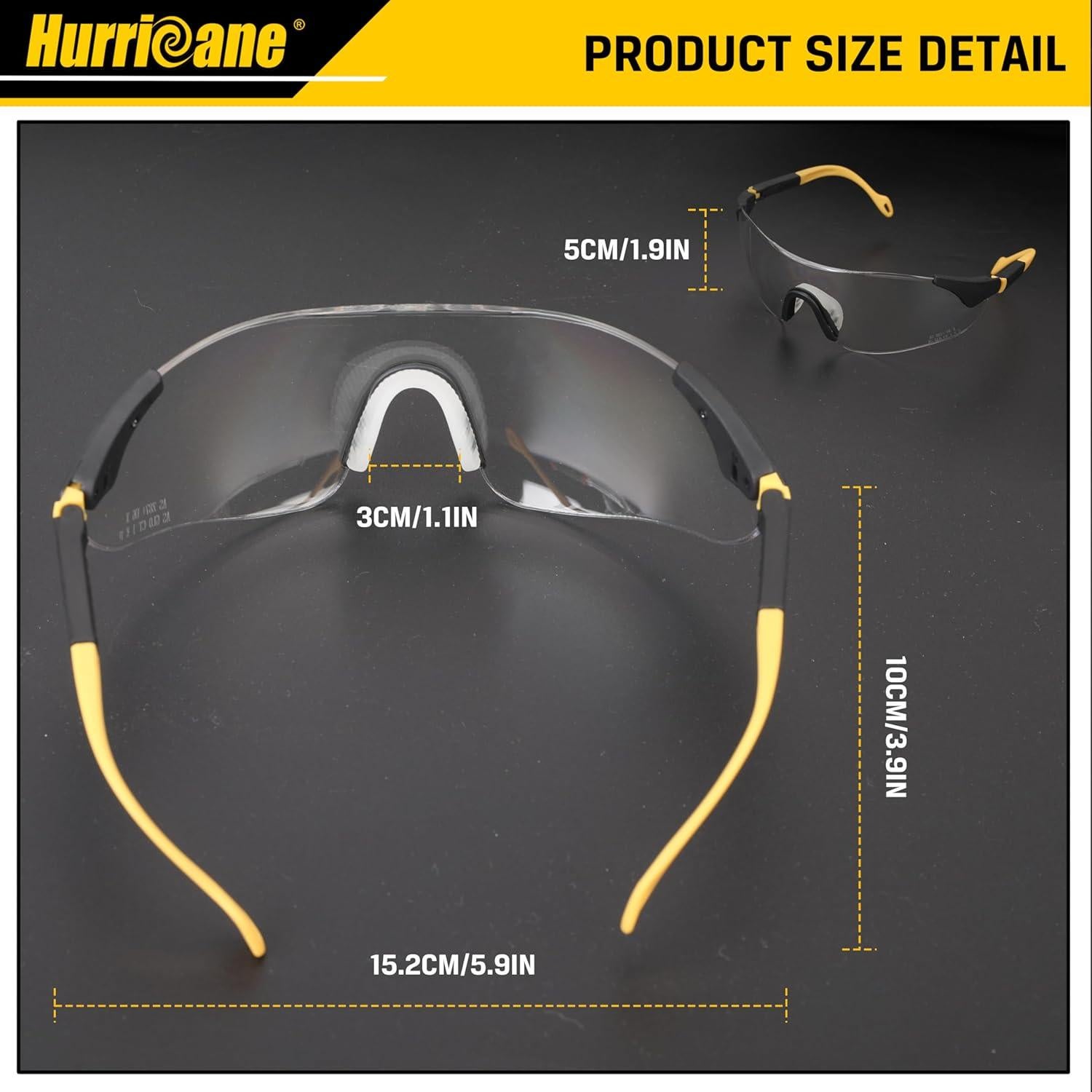 Gafas de seguridad HURRICANE UV400, lente clara, ligeras
