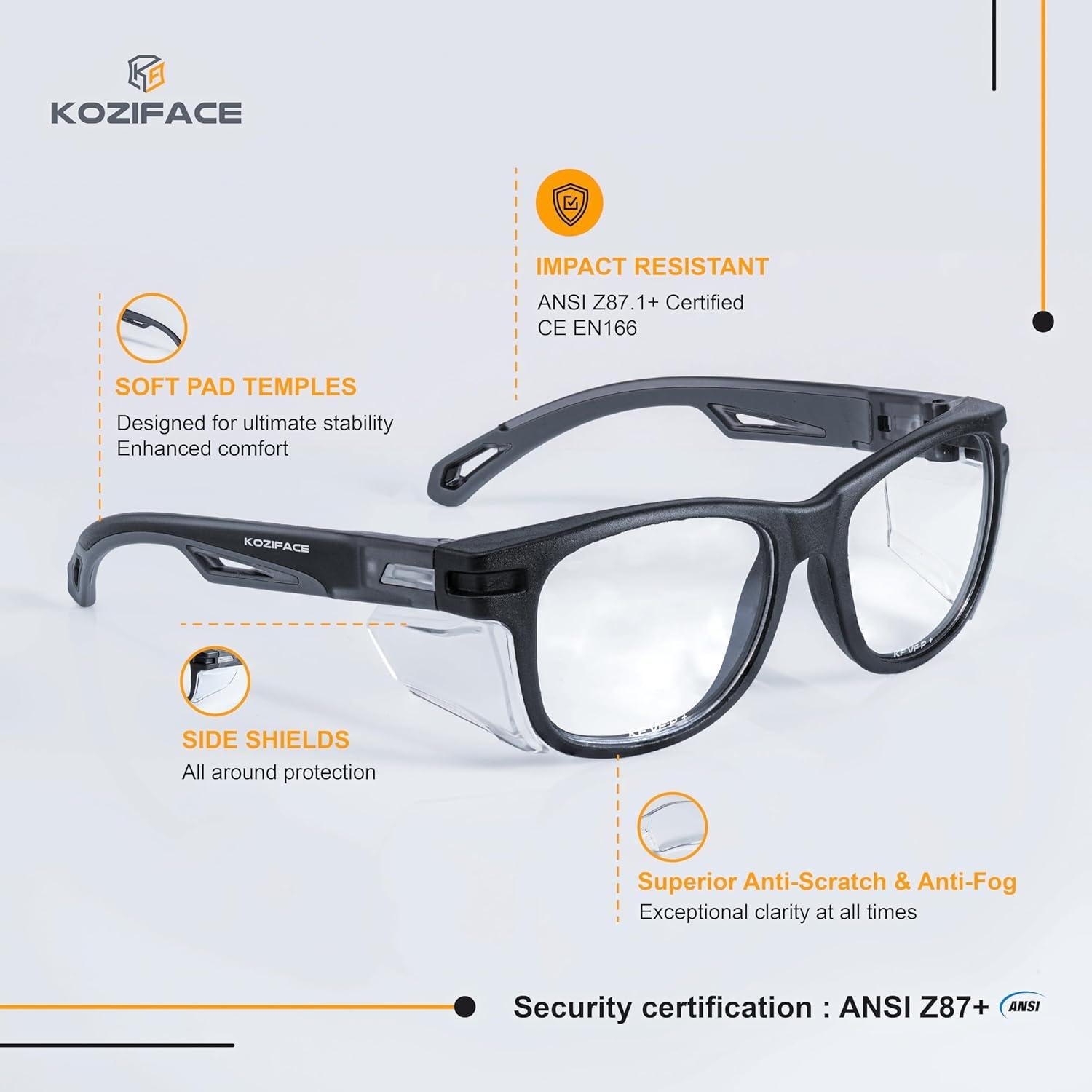 Gafas de Seguridad Koziface E52 Unisex Ligeras Antiempañante