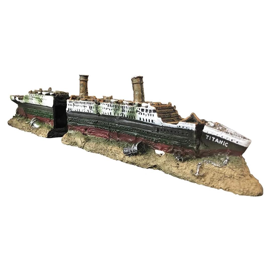 Decoración Acuario Barco Hundido Titanic SLOCME 38.1 cm Resina