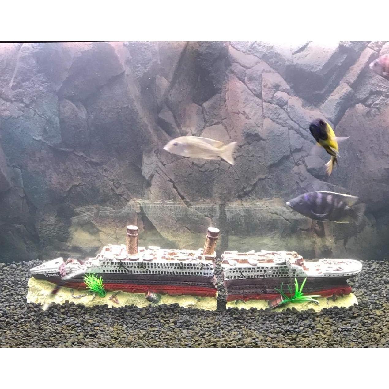 Decoración Acuario Barco Hundido Titanic SLOCME 38.1 cm Resina