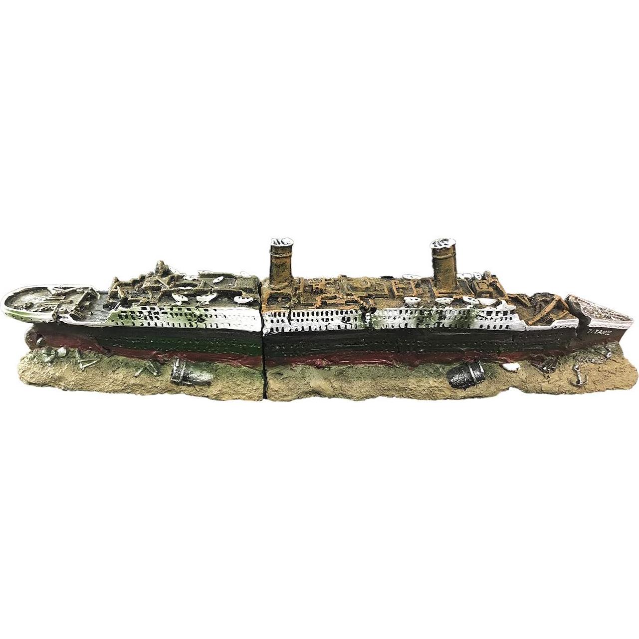 Decoración Acuario Barco Hundido Titanic SLOCME 38.1 cm Resina