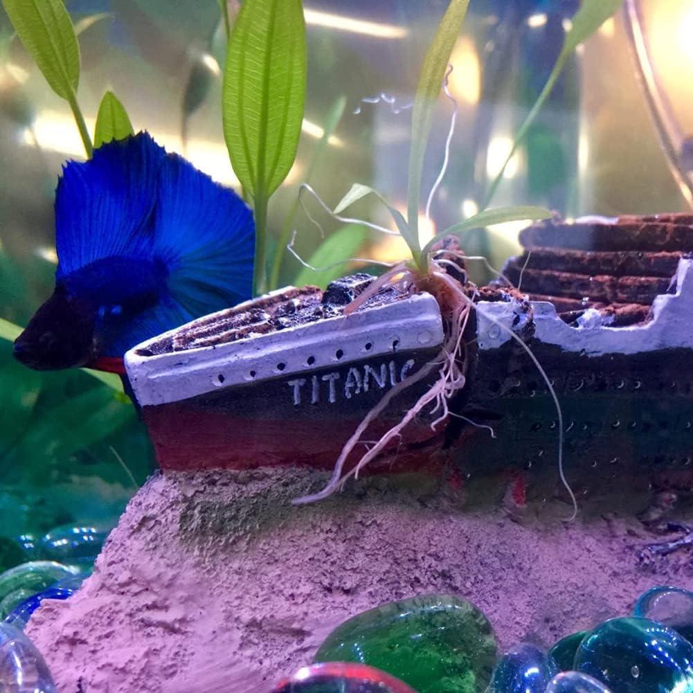 Decoración Acuario Barco Hundido Titanic SLOCME 38.1 cm Resina