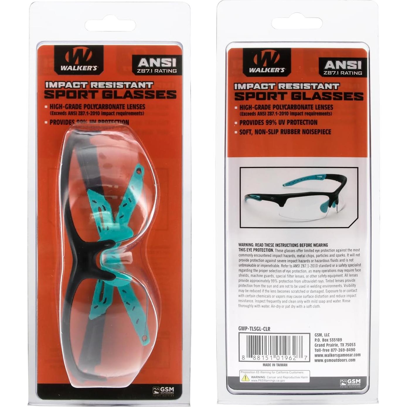 Gafas Deportivas Walker Teal Unisex Lentes Claros UV 99%