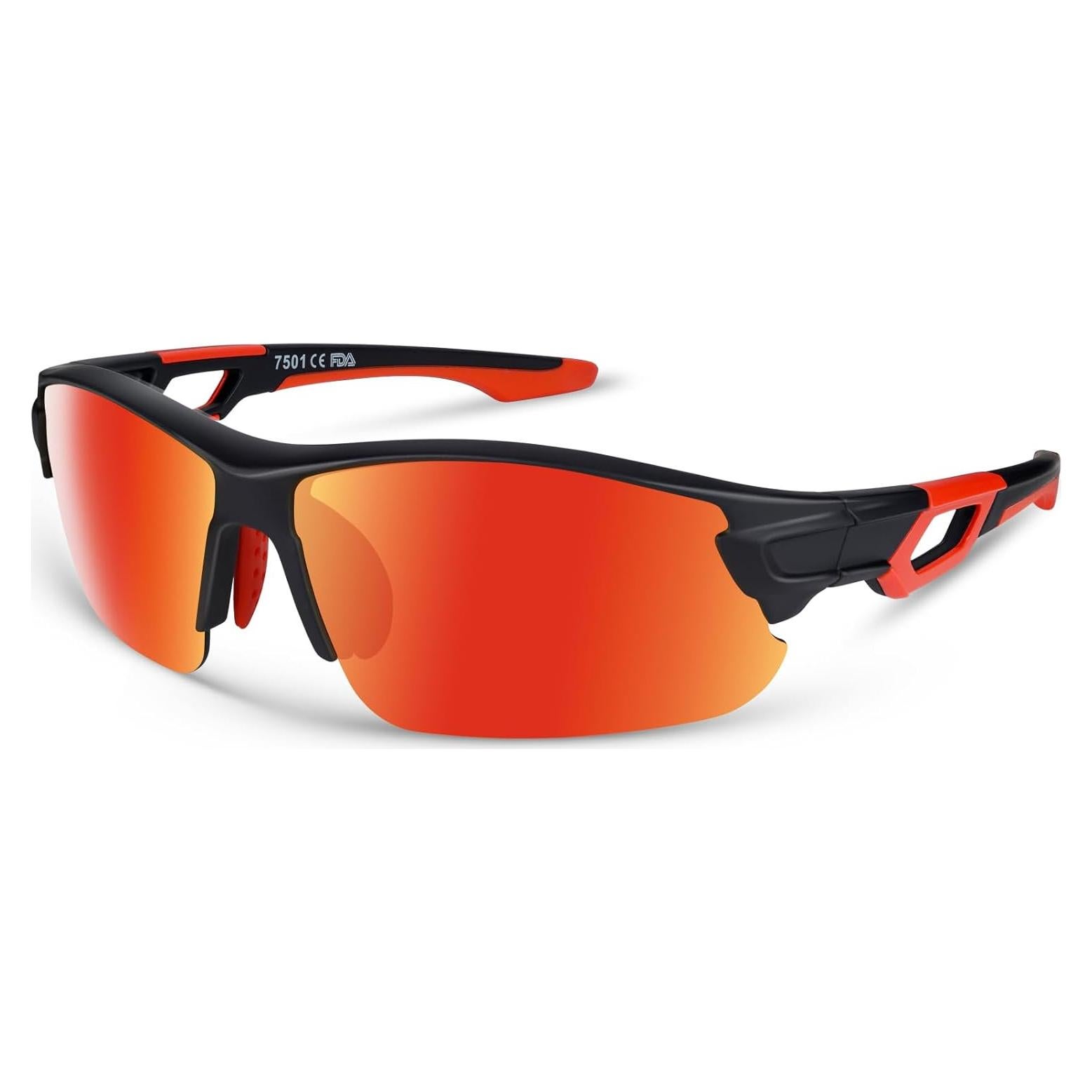 Gafas de Sol BEACOOL Polarizadas UV400 Unisex Negro Mate Rojo
