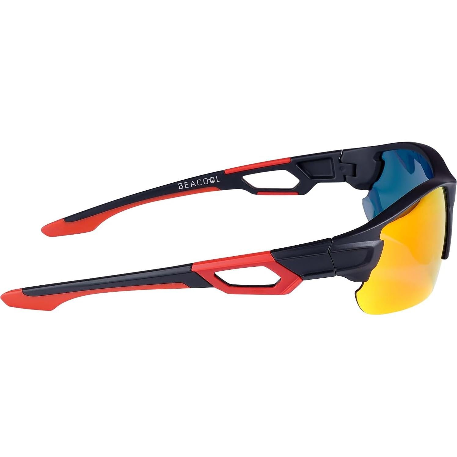 Gafas de Sol BEACOOL Polarizadas UV400 Unisex Negro Mate Rojo
