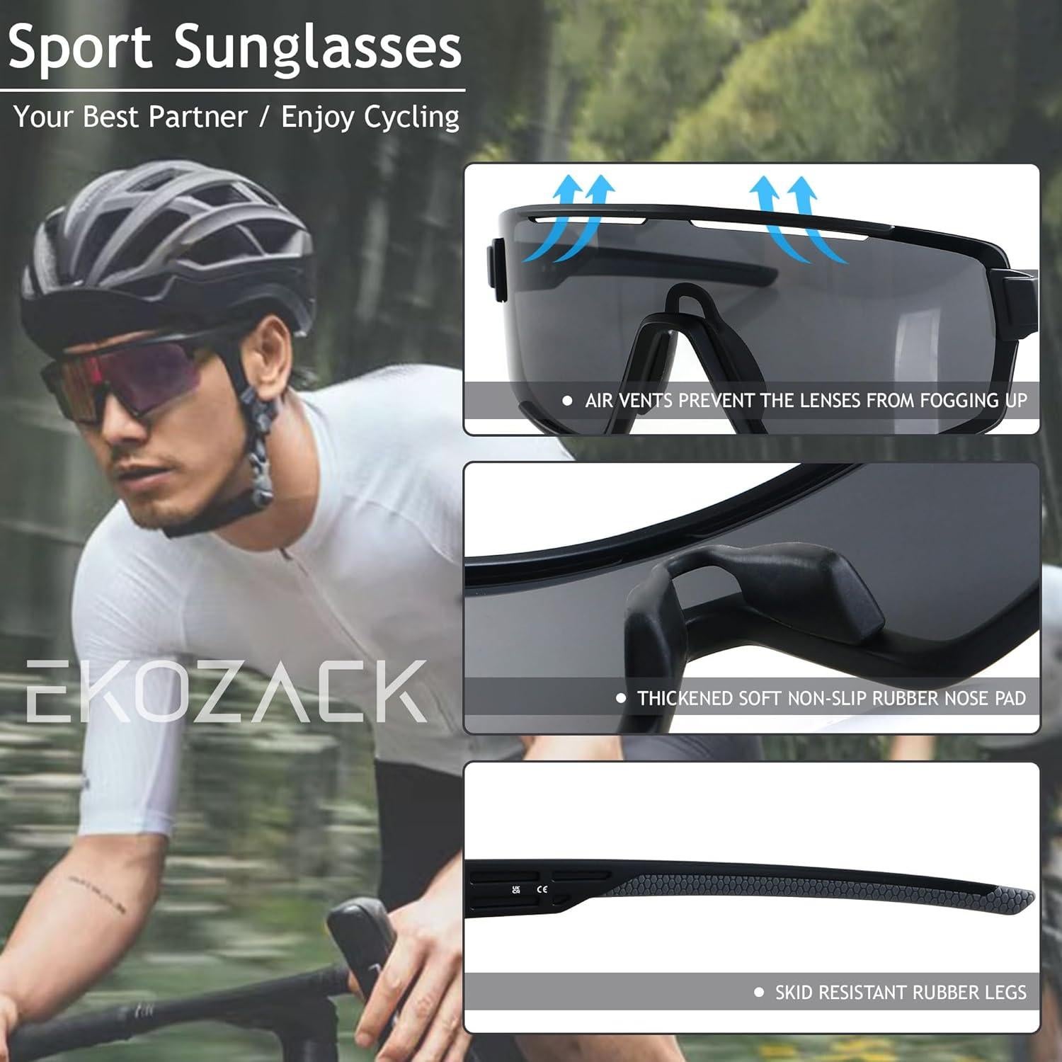 Gafas de Ciclismo EKOZACK Ec01 UV400 Antideslizantes