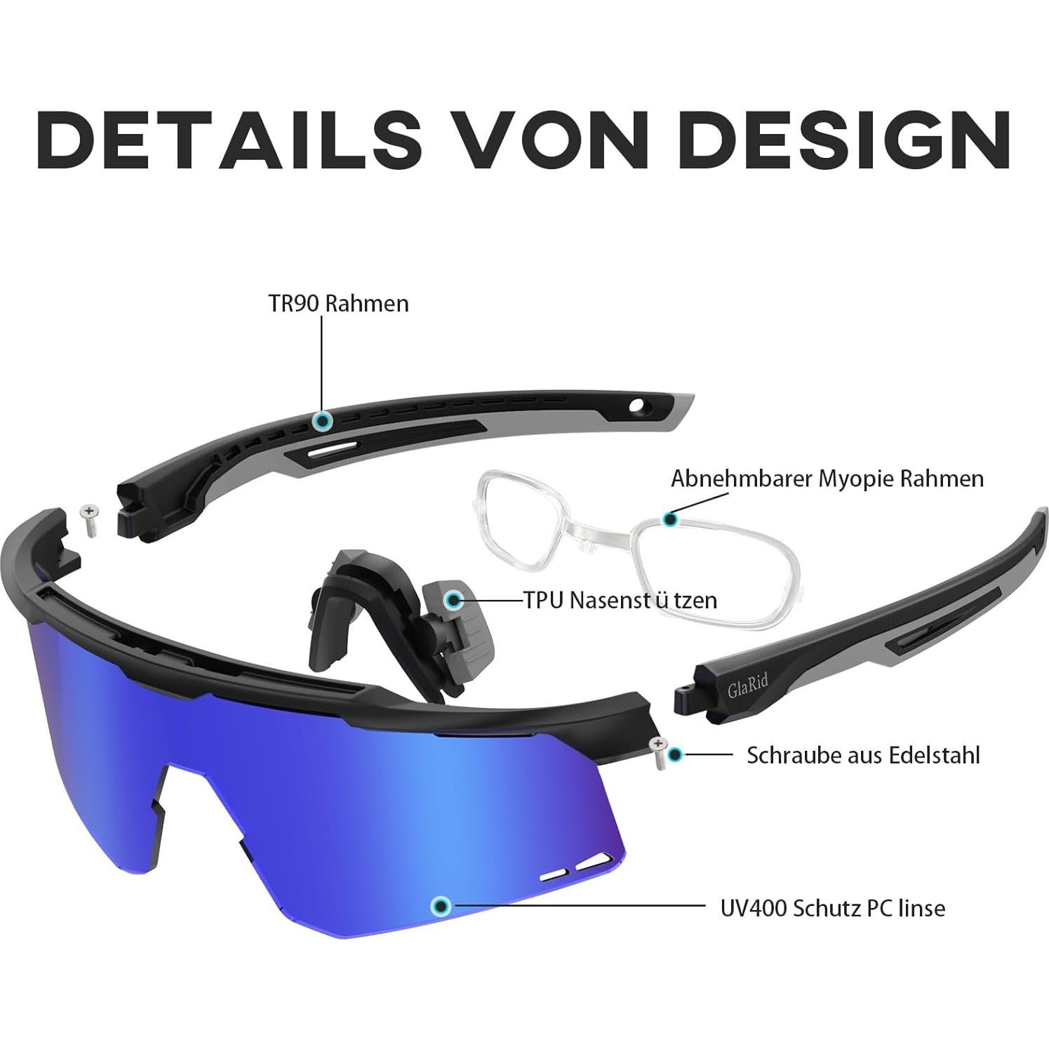 Gafas Deportivas GlaRid UV400 para Ciclismo y Béisbol