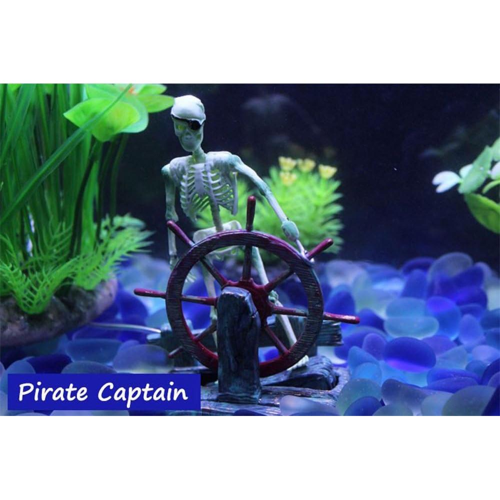 Adorno de Acuario Esqueleto Capitán Pirata Bestgle 9x6x13cm
