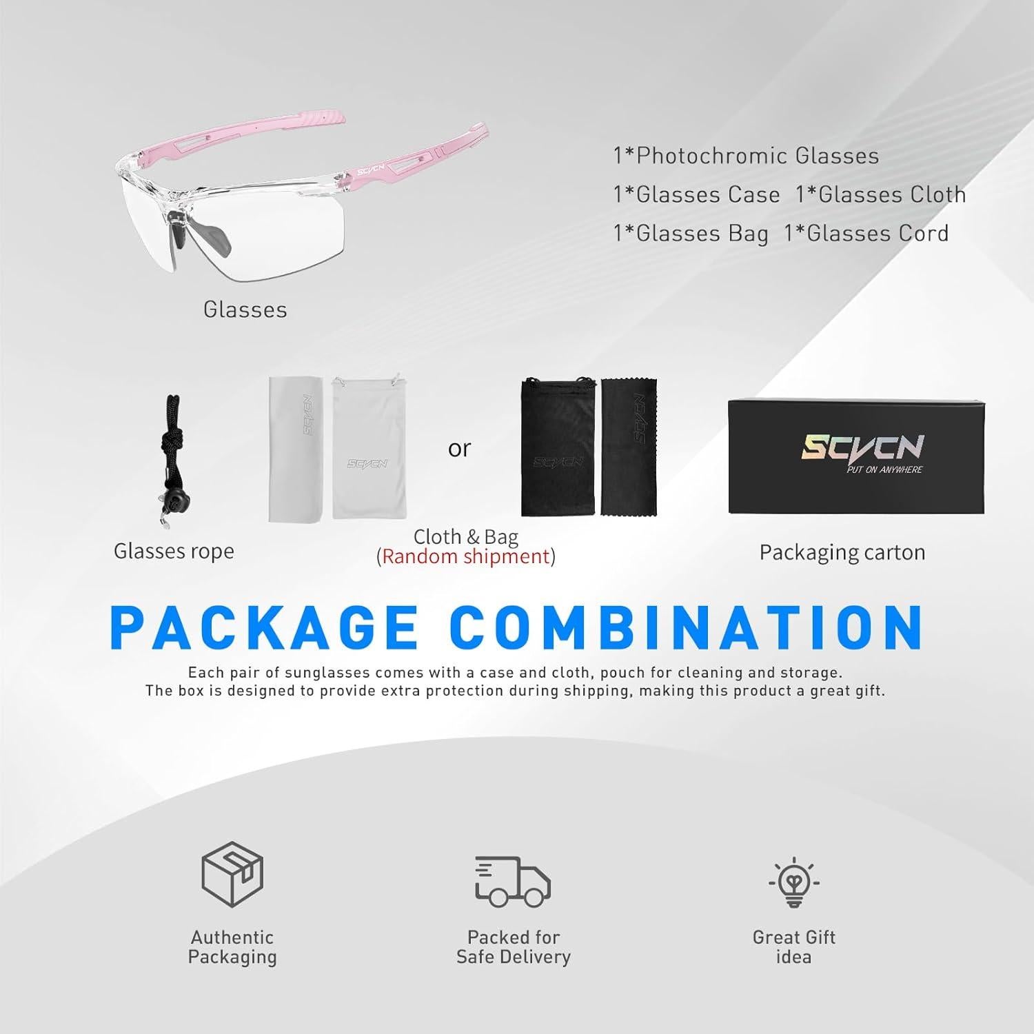 Gafas de sol fotocromáticas SCVCN UV400 unisex deportivas