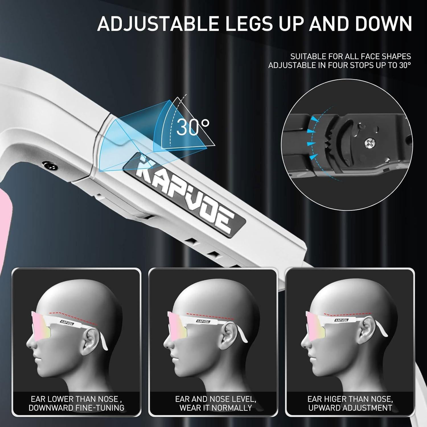 Gafas de Ciclismo KAPVOE UV400 Polarizadas Ajustables