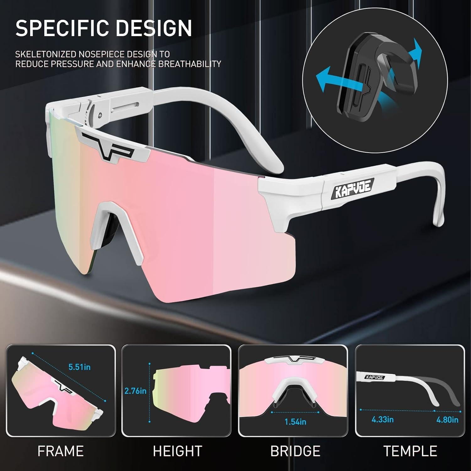 Gafas de Ciclismo KAPVOE UV400 Polarizadas Ajustables