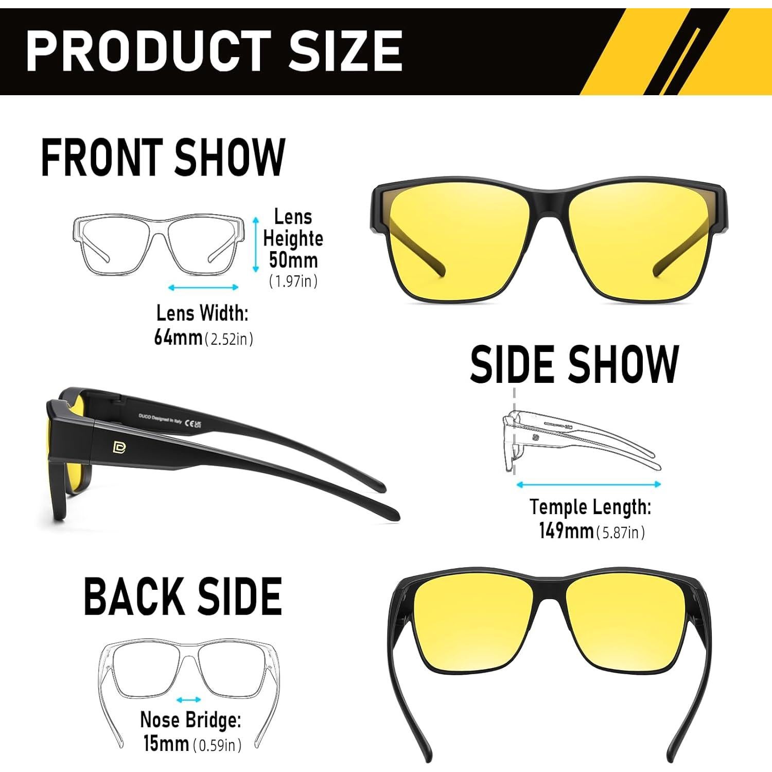 Gafas de Conducción DUCO 8990 con Lentes Amarillos Polarizados