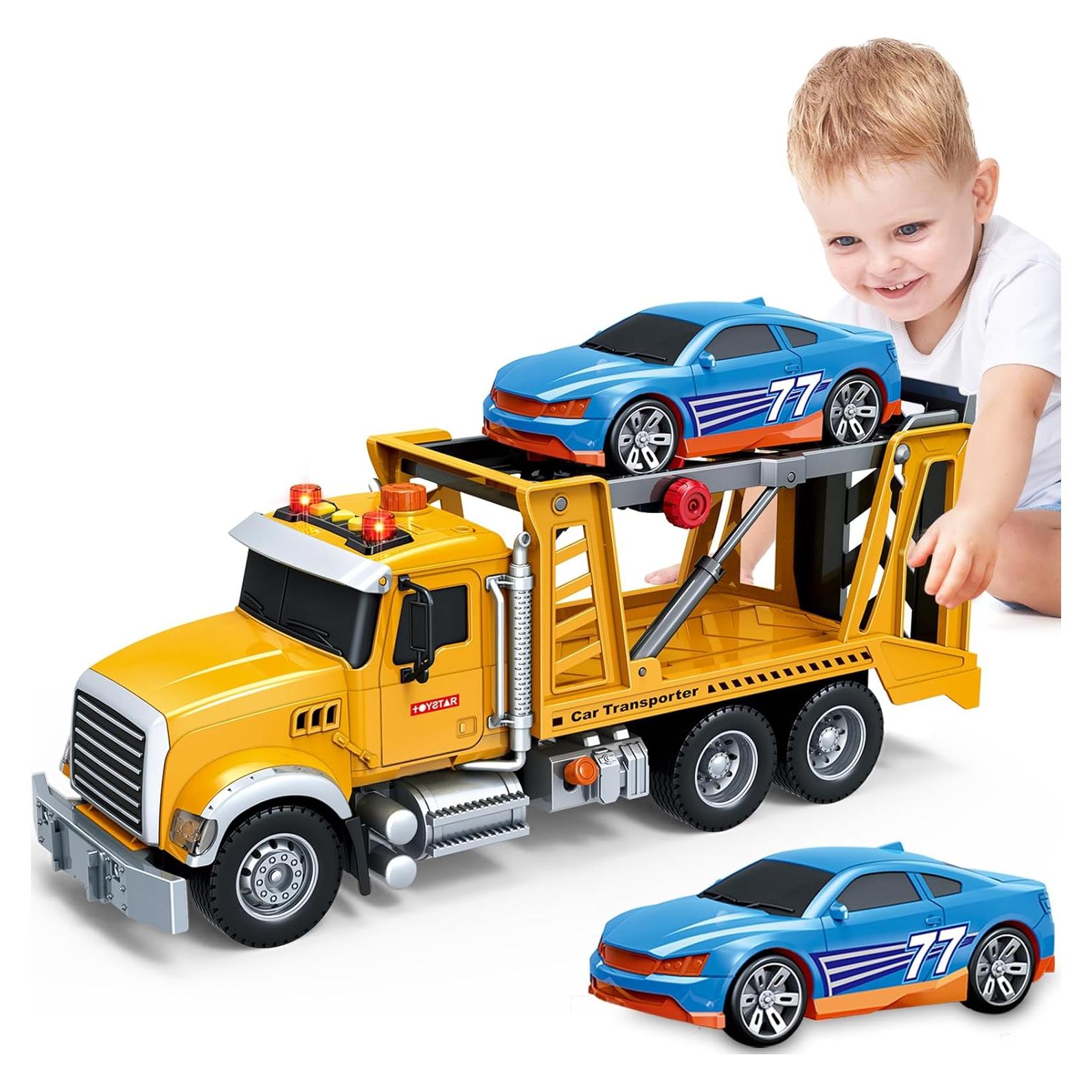Camión Transportador BSTOYDER con Coche de Carreras 35.56 cm