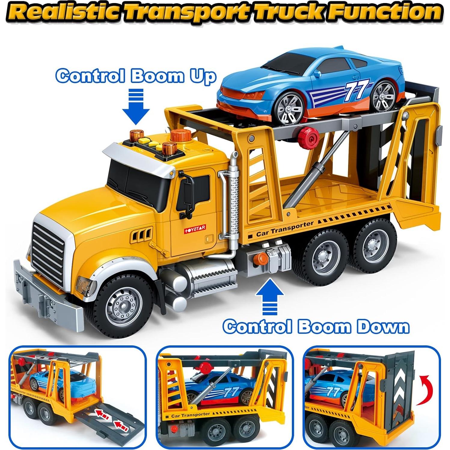 Camión Transportador BSTOYDER con Coche de Carreras 35.56 cm