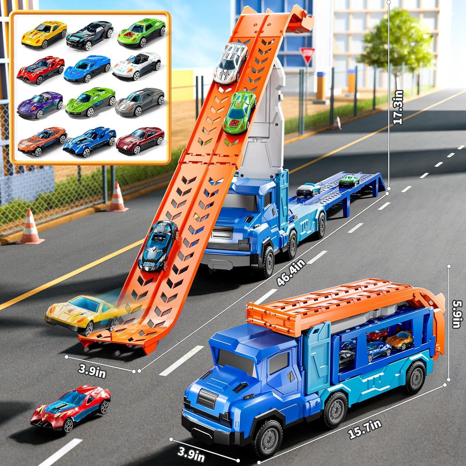 Set de Juguetes de Camión Transportador XINNOVEL con 12 Autos