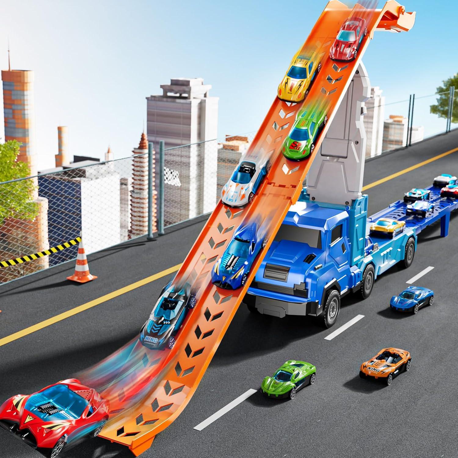 Set de Juguetes de Camión Transportador XINNOVEL con 12 Autos