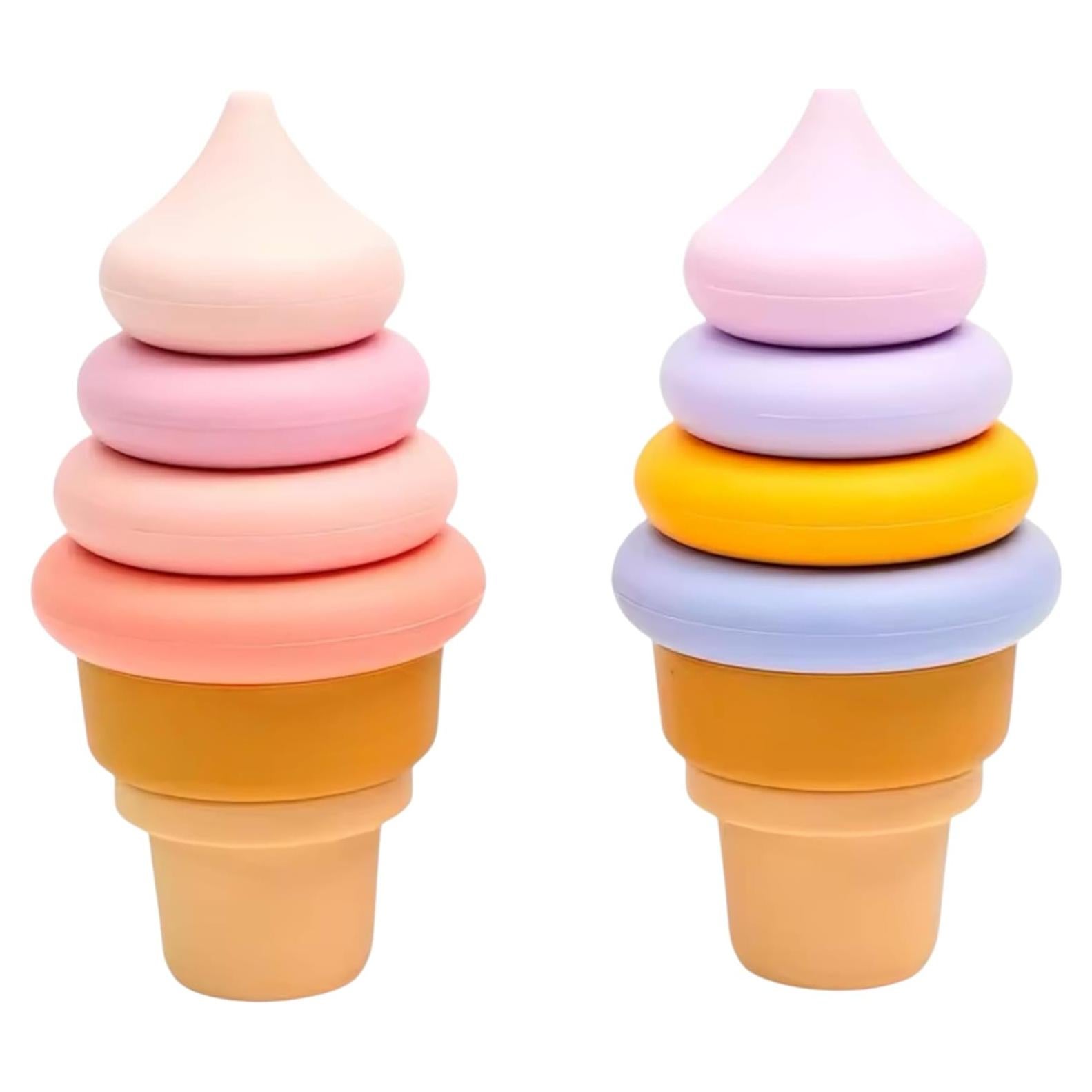 Juguete Apilable de Silicona Helado Macoam - 2 Piezas Sin BPA