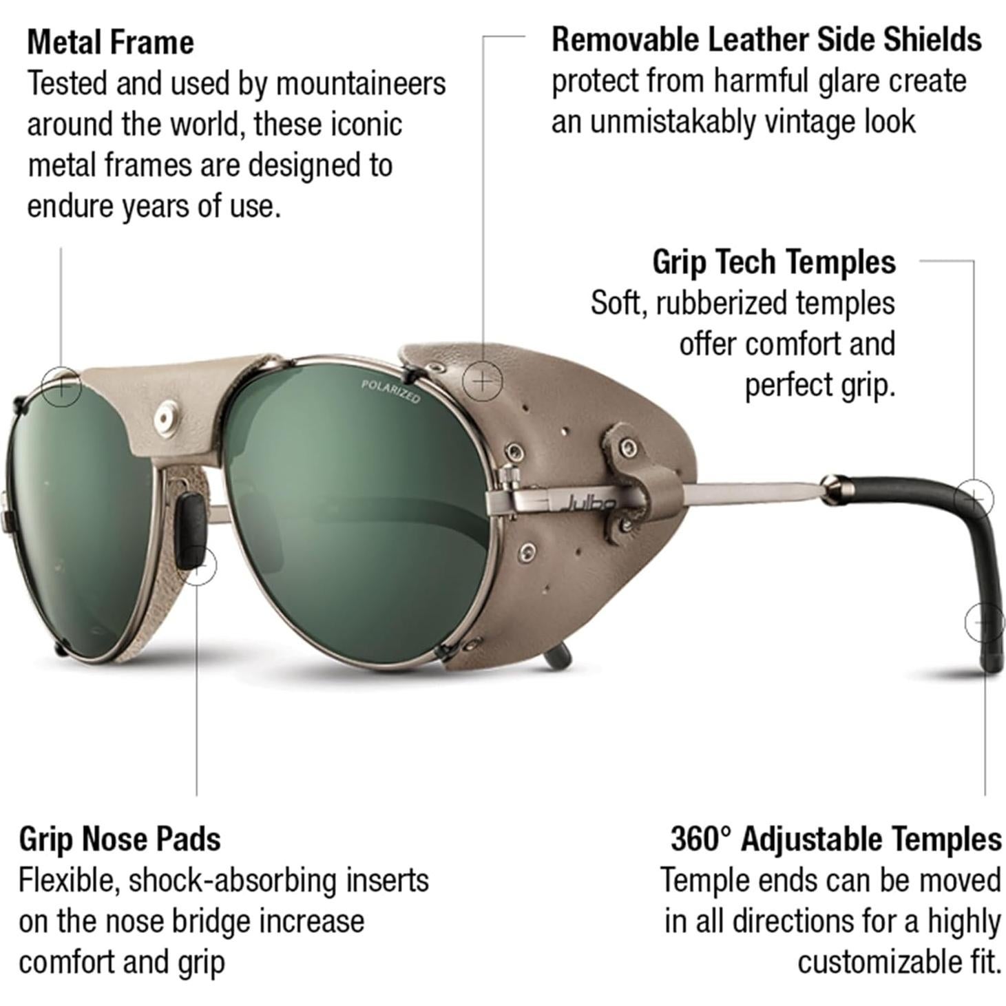 Gafas de sol Julbo Cham unisex con protectores de cuero