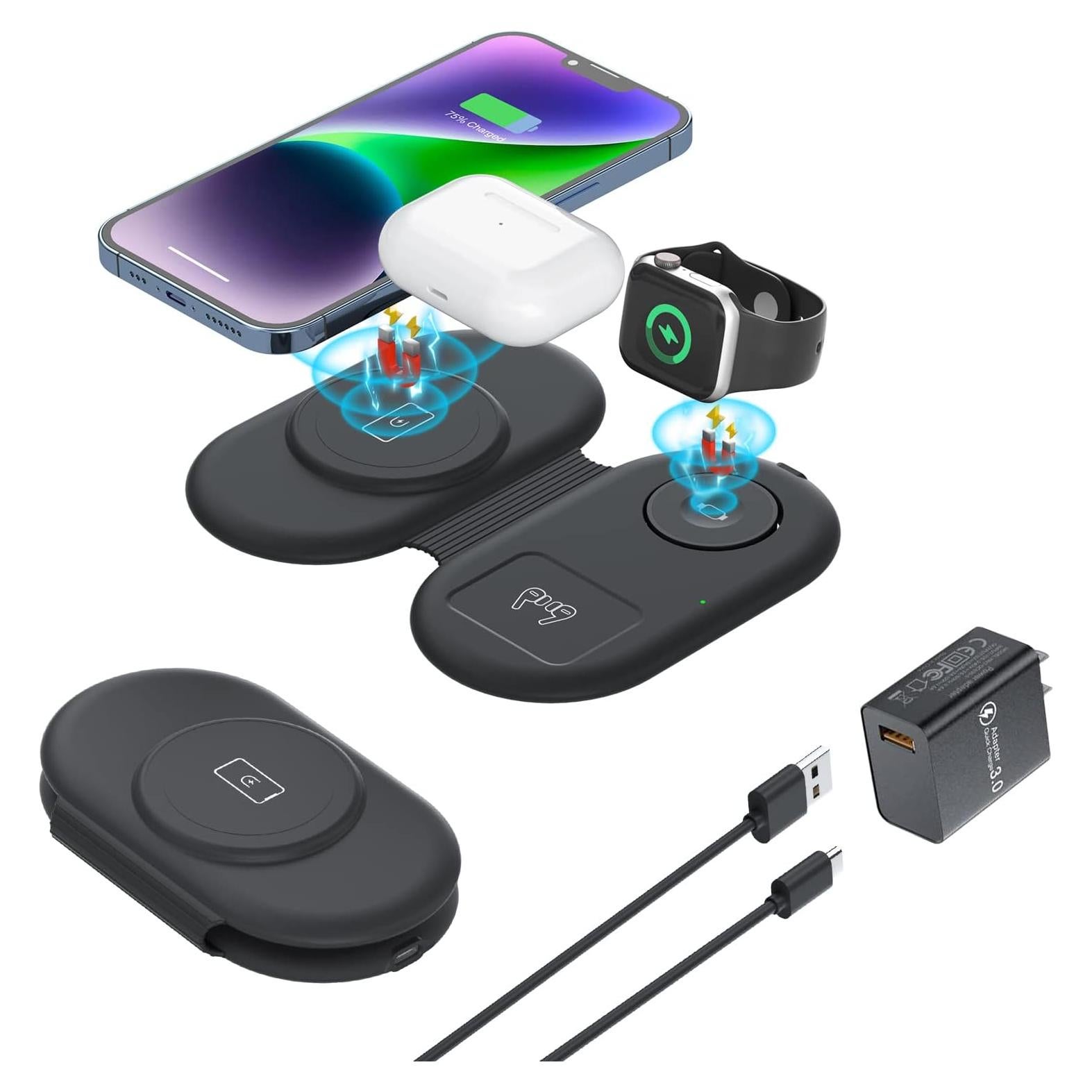 Cargador Inalámbrico 3 en 1 Relaxyo para iPhone y Apple Watch