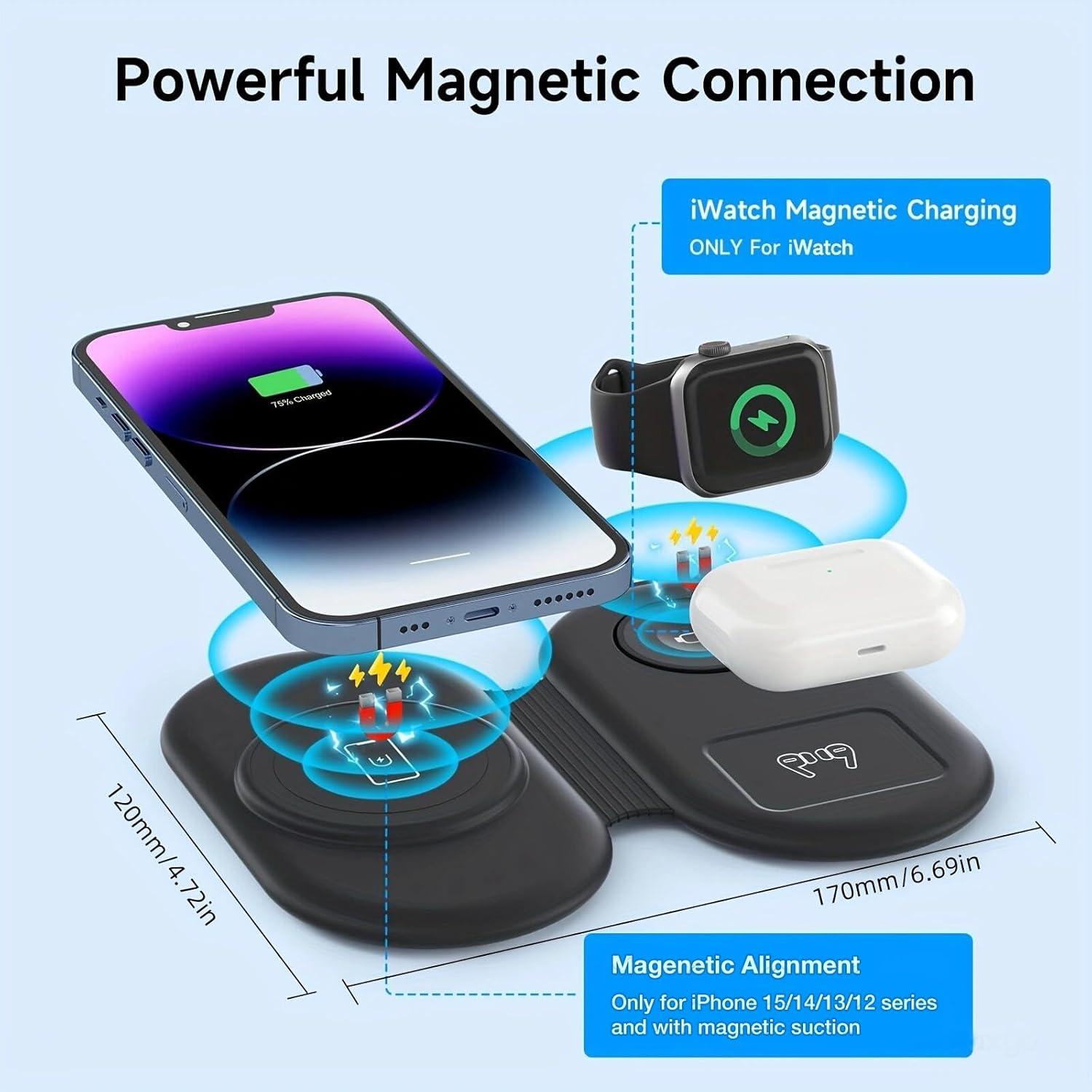 Cargador Inalámbrico 3 en 1 Relaxyo para iPhone y Apple Watch