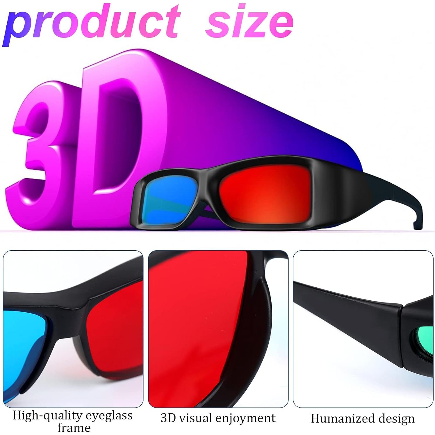 Gafas 3D Adasea Rojo Azul 3 Piezas Ligeras y Duraderas
