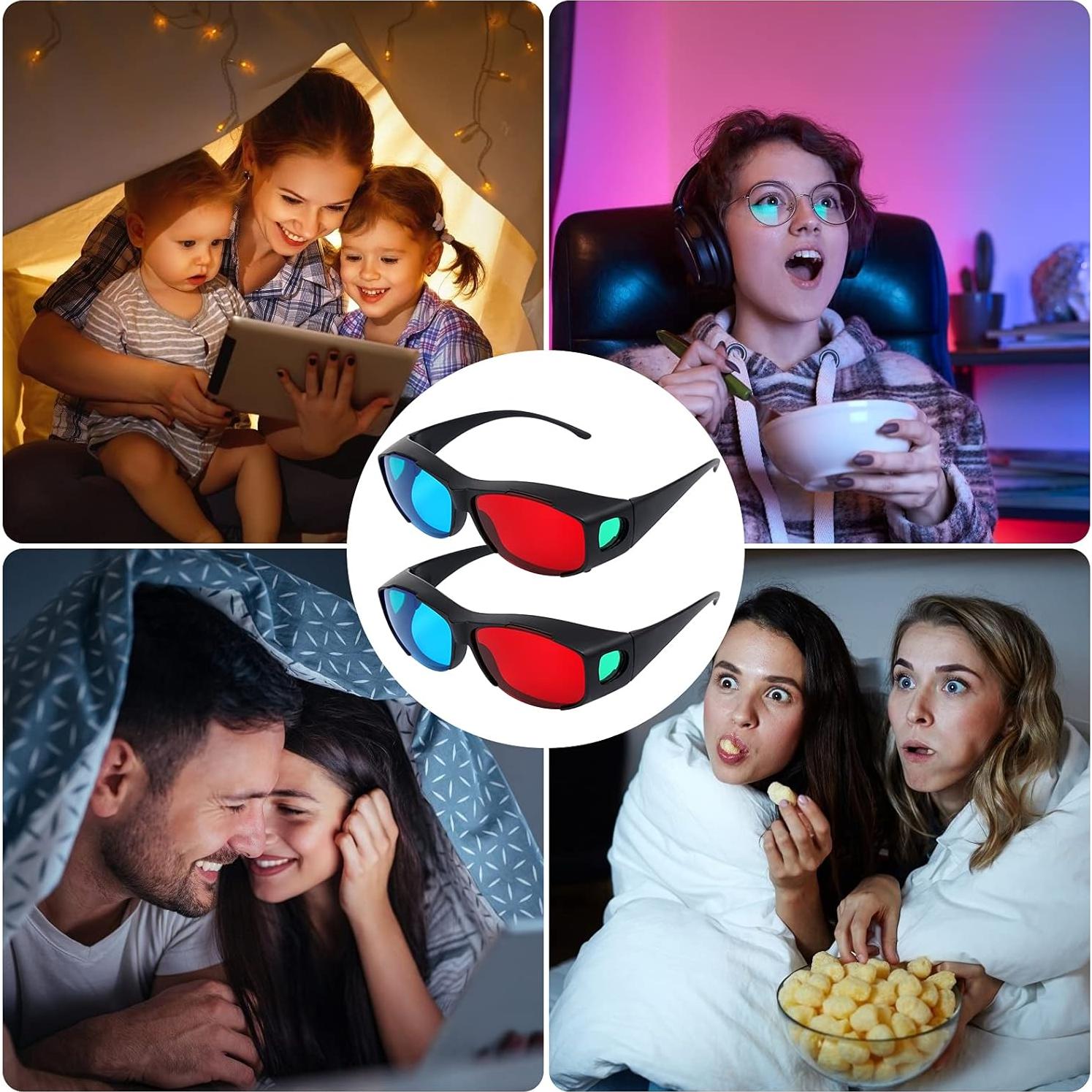 Gafas 3D Adasea Rojo Azul 3 Piezas Ligeras y Duraderas