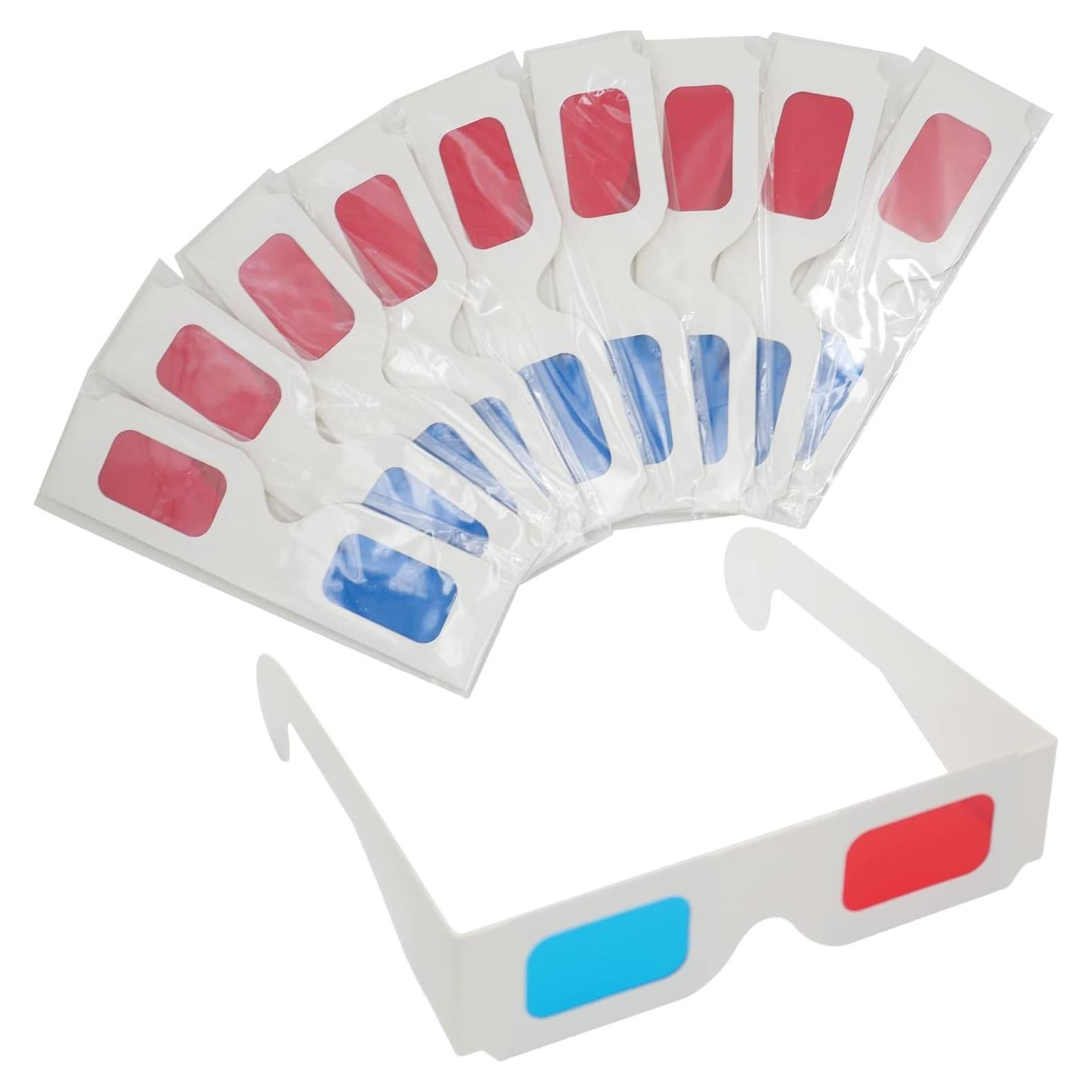 10 Pares de Gafas 3D LYMGS Rojo y Cian en Cartón