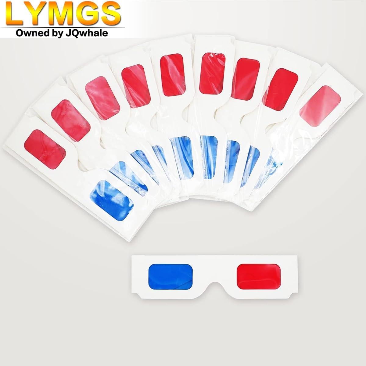 10 Pares de Gafas 3D LYMGS Rojo y Cian en Cartón