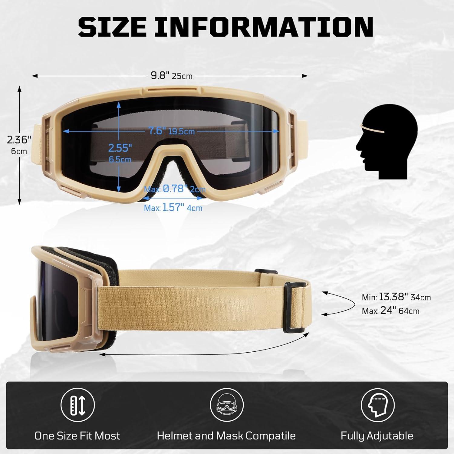 Gafas de Airsoft 1TG Tactical con 3 Lentes Anti Niebla