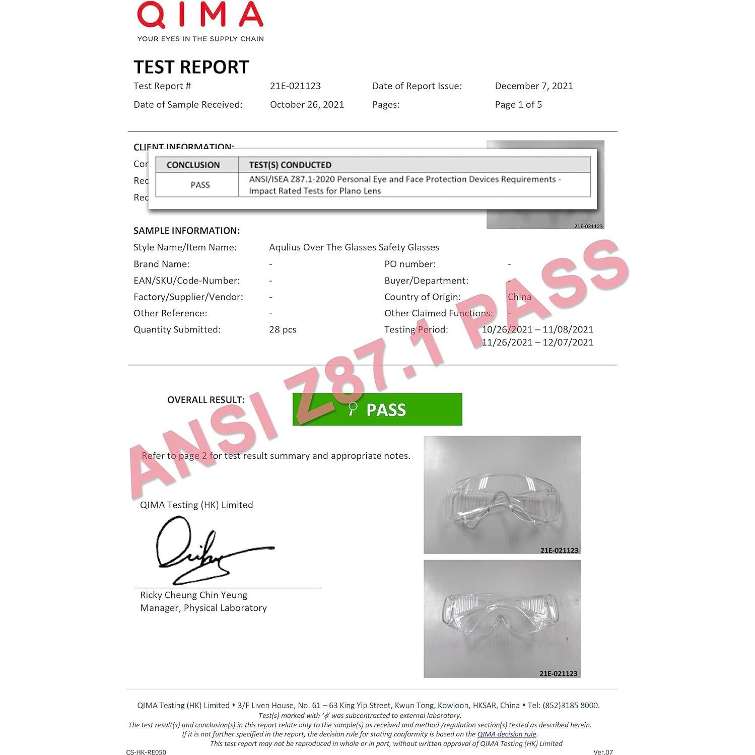 Gafas de Seguridad Aqulius OTG-3 Pack Resistentes al Vaho